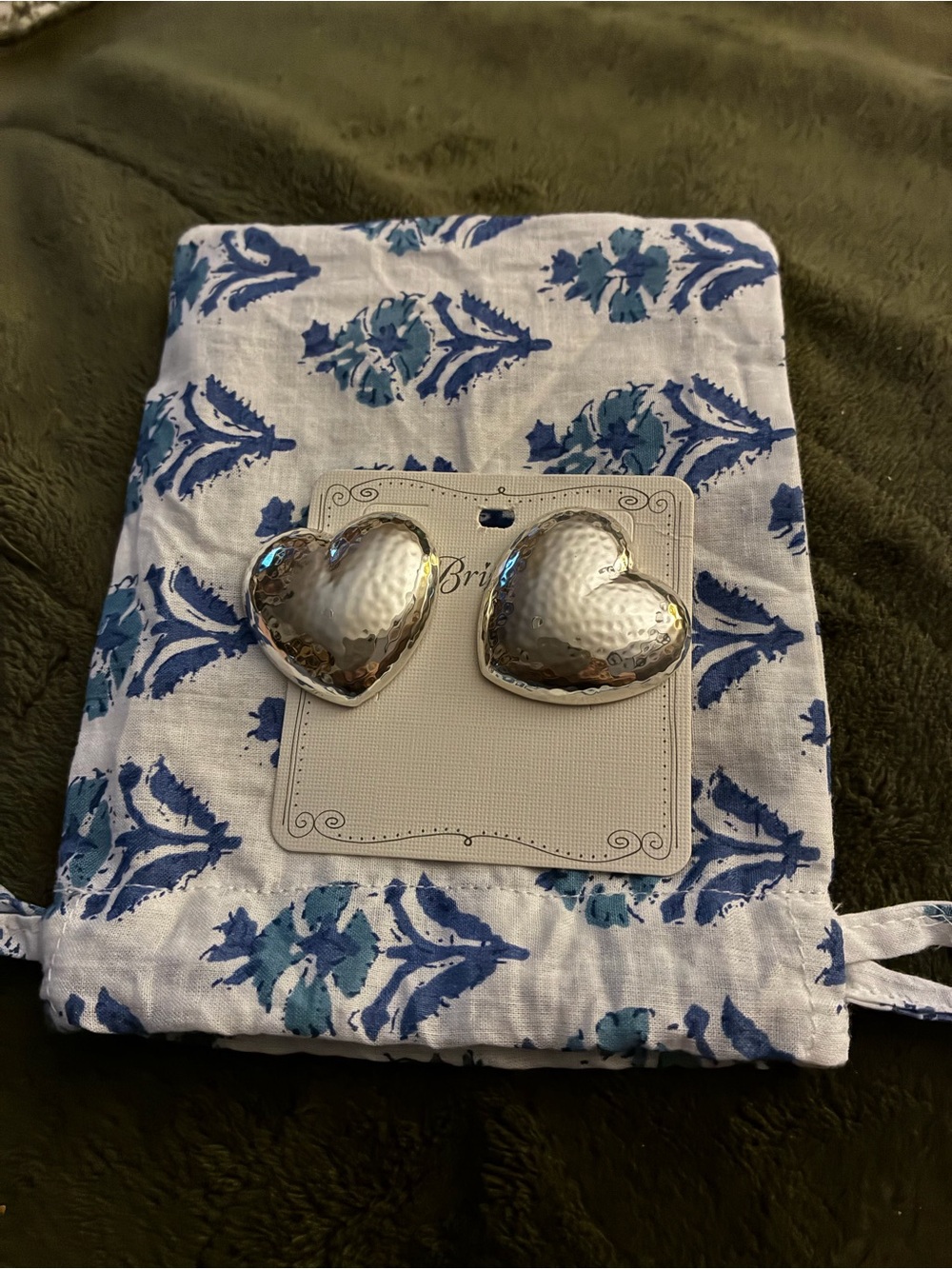 Brighton / Trianon Silver Hammered Heart Earrings